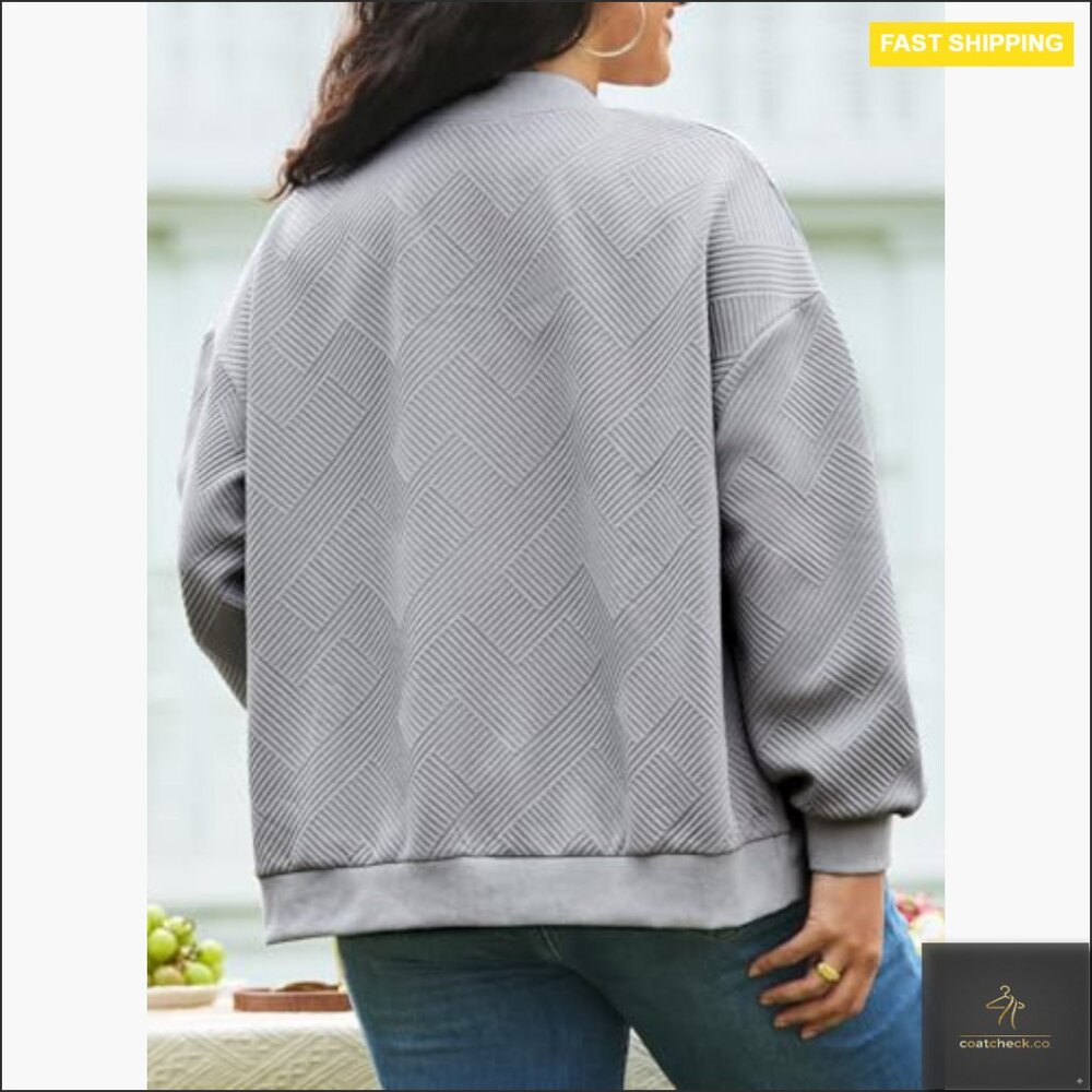 Plus Size Lightweight Zip Jacket Long Sleeve Casu… - image 2